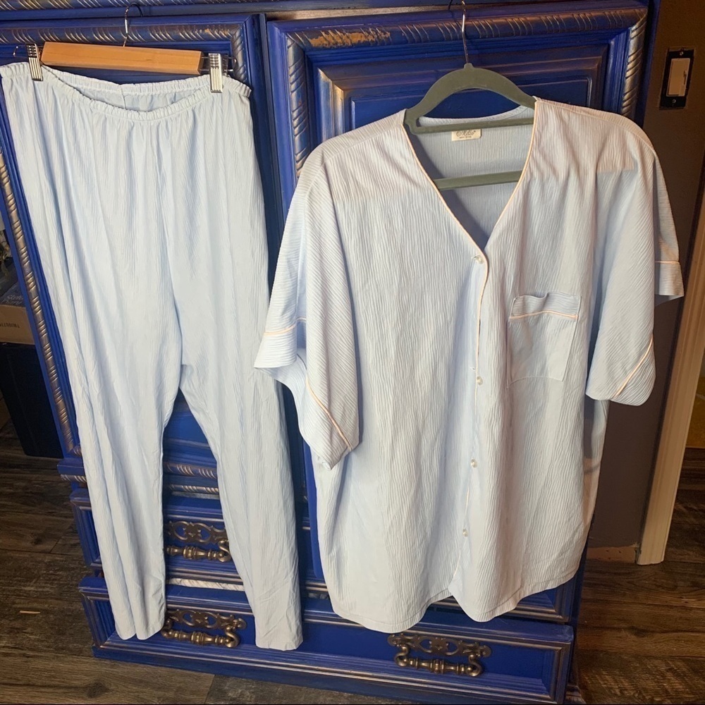 Vintage Milco New York Baby Blue Pajama Set Large